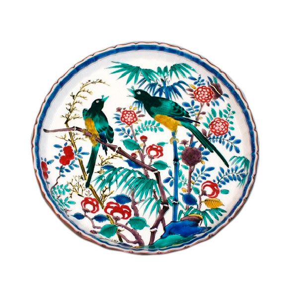 九谷焼　手描き　飾皿　はは鳥文様八寸飾皿 