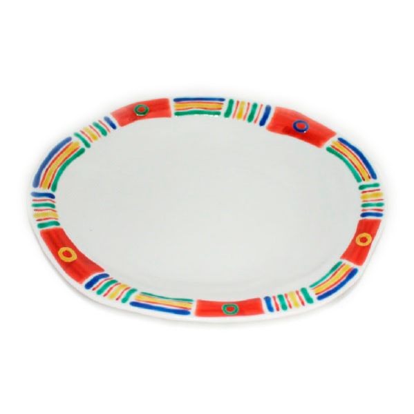 九谷焼　手描き　和洋食器　メキシカン文八寸楕円皿