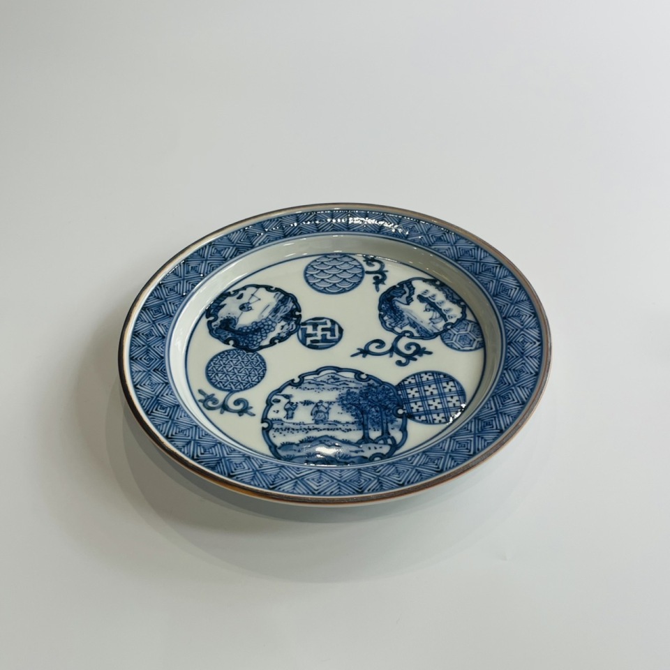 九谷焼 松邦造 鶉絵 尺皿 額皿 飾り皿 皿立＆共箱付（送料無料