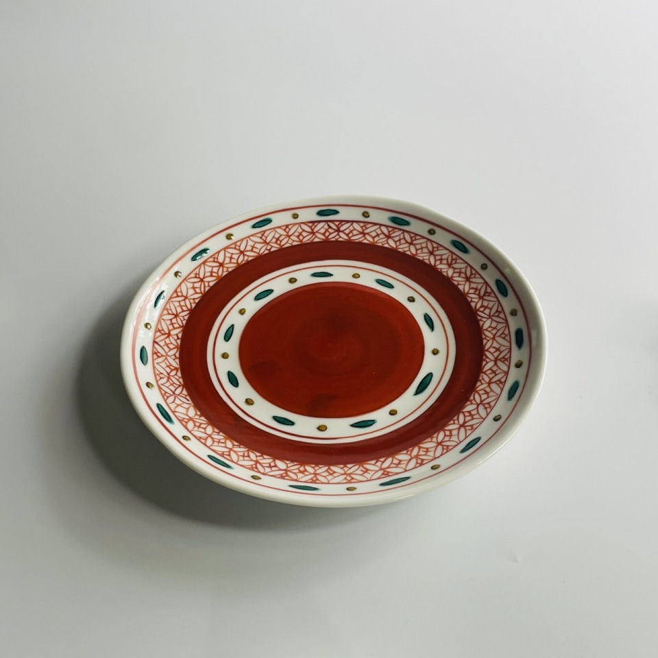 九谷焼 松邦造 鶉絵 尺皿 額皿 飾り皿 皿立＆共箱付（送料無料